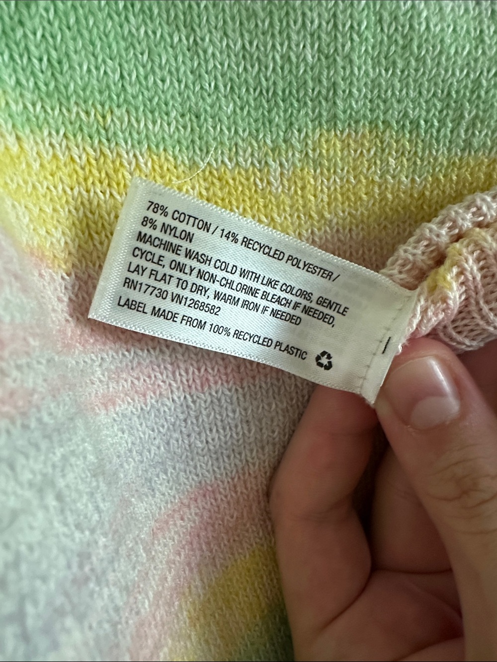 wild fable Pastel Striped V-Neck Knit Dress in Green, Pink, Yellow, Blue, Violet - Picture 3 of 9